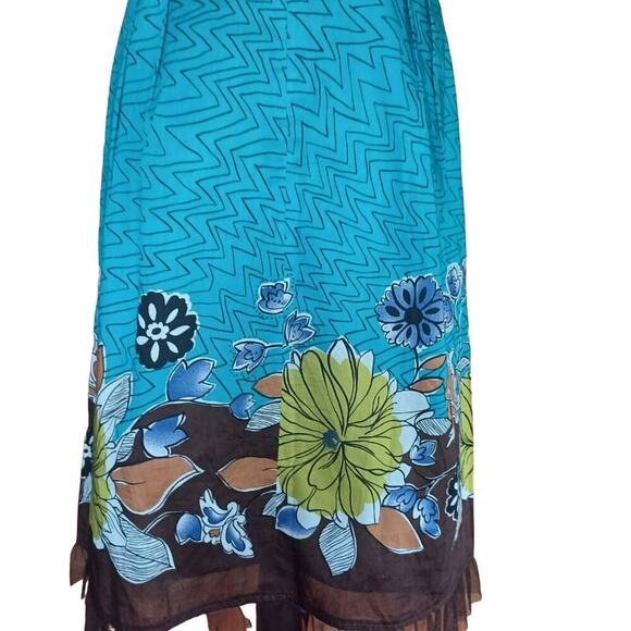 Bentley Arbuckle Multicolored Lined Floral Midi Skirt Womens Size 12 Y2K Fairy - Picture 2 of 3